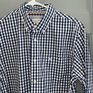 Dockers Blue and White Checkered Casual Button Down Shirt